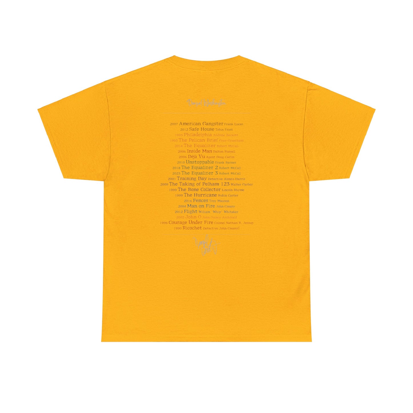 Denzel Movies Movie List Tee