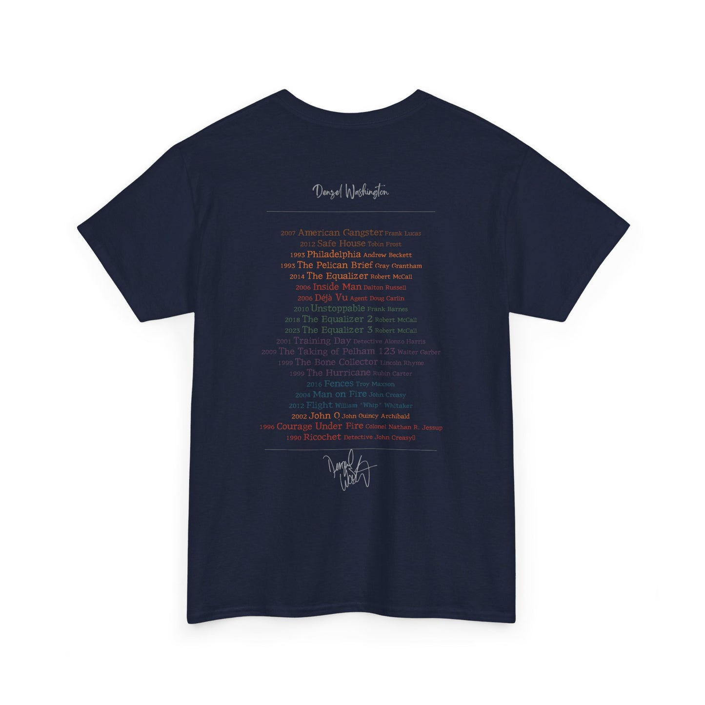 Denzel Movies Movie List Tee