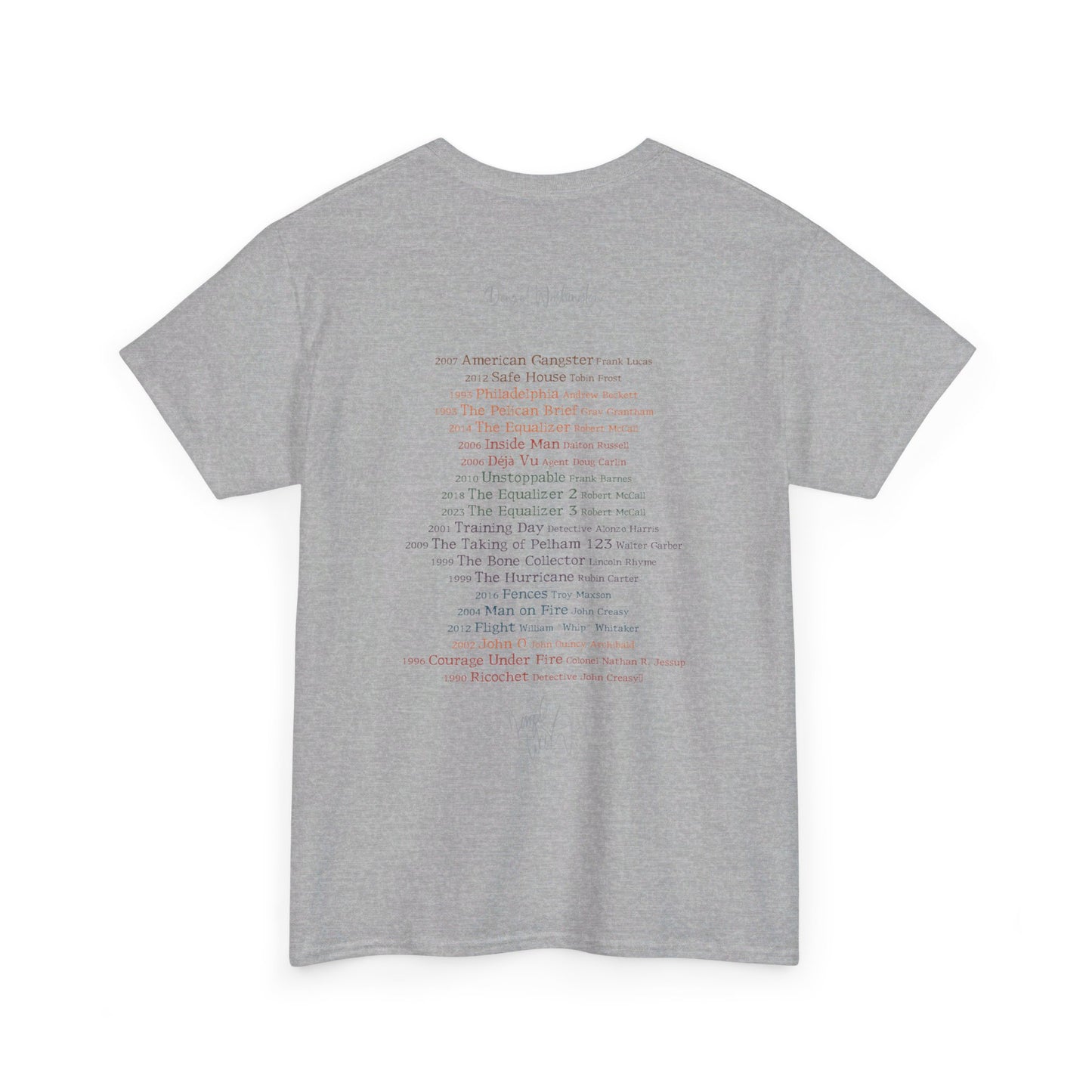 Denzel Movies Movie List Tee