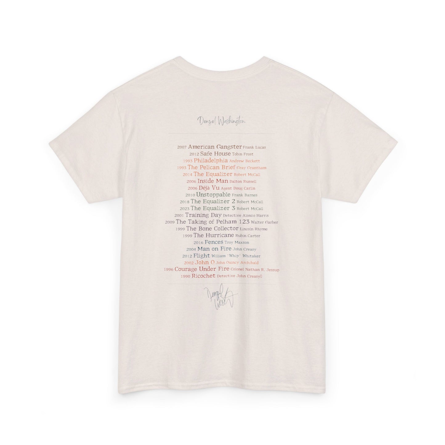 Denzel Movies Movie List Tee