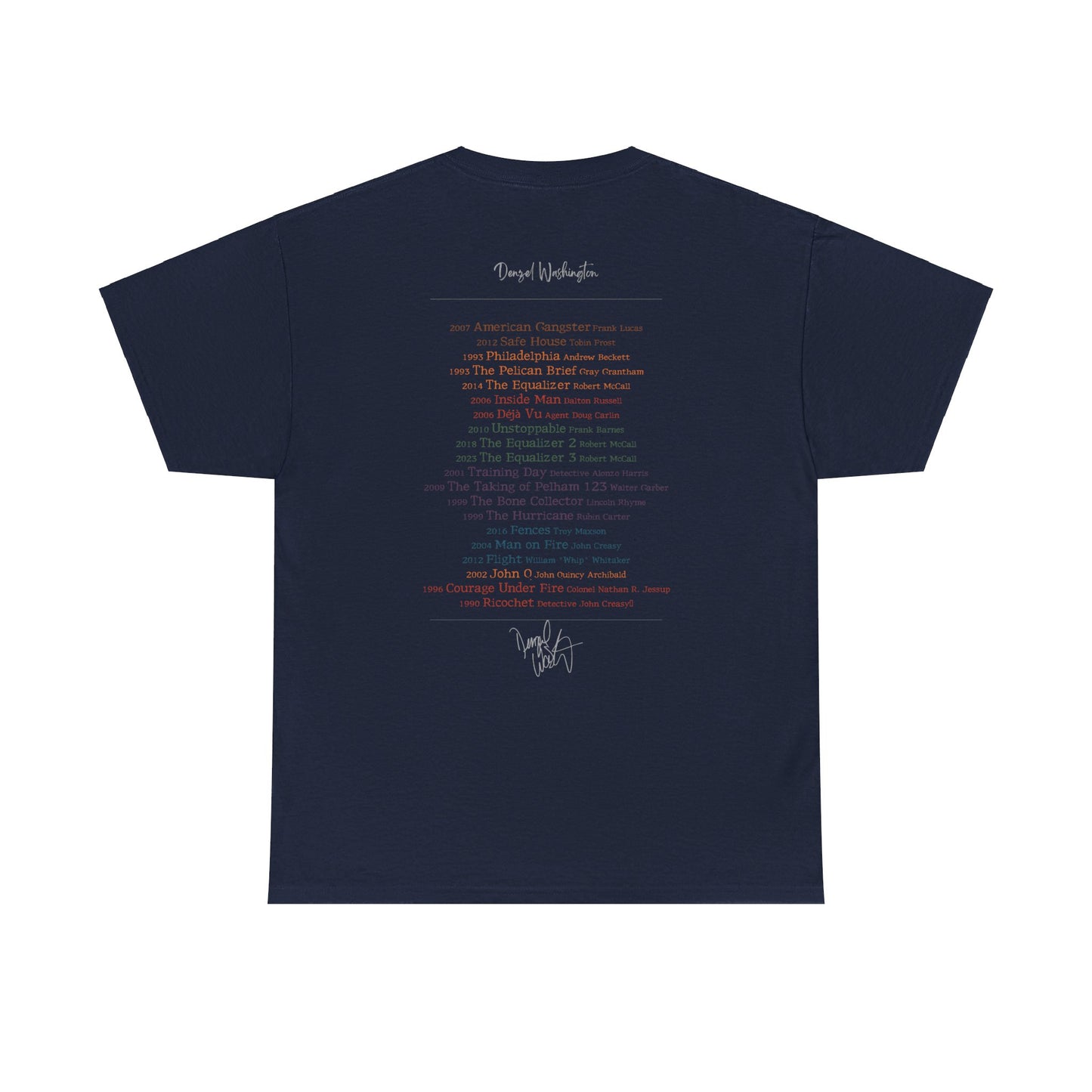 Denzel Movies Movie List Tee