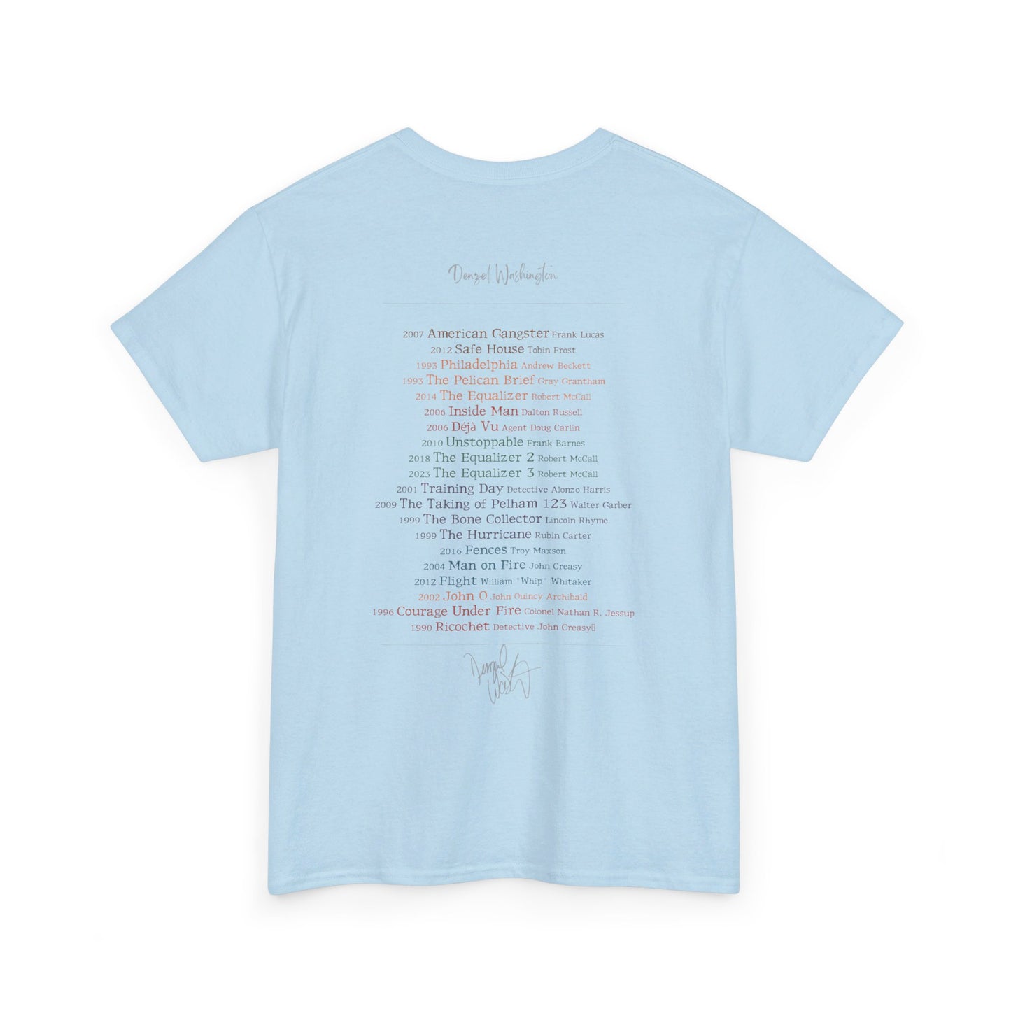 Denzel Movies Movie List Tee